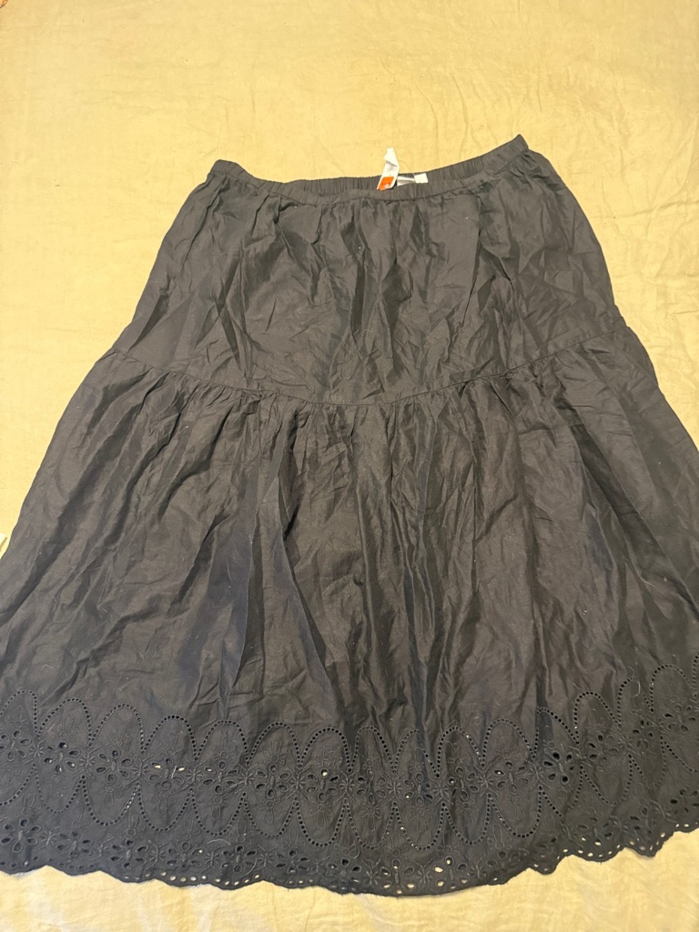 GAP Black Tiered Eyelet Hem A-Line Skirt